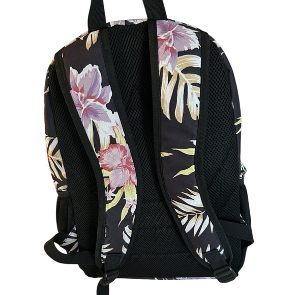 Volcom Backpack Black Floral 6” Base School Travel Zip Lightweight Ladies Teens - Picture 3 of 7